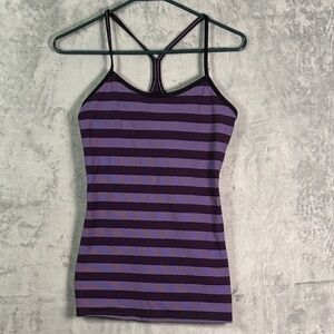 Lululemon Purple Striped Racerback Athletic Built in Bra Tank Size 8